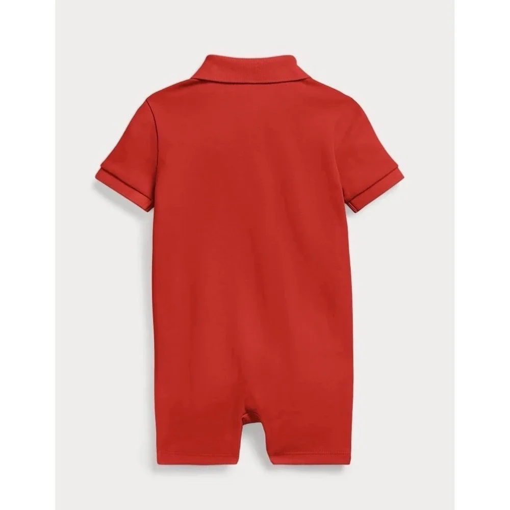 Ralph Lauren Baby Boys 100% Cotton Polo Romper Red Sz 3 Months